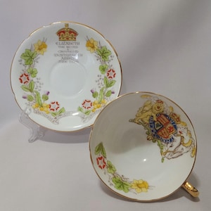 Rare 1953 Stanley Fine Bone China Teacup And Saucer. The Coronation Of Queen Elizabeth The Second June 2, 1953. Princess Elizabeth Of York