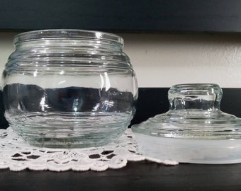 Kedaung Industrial Group (KIG) Indonesia, Vintage Clear Glass Jar With Airtight Lid