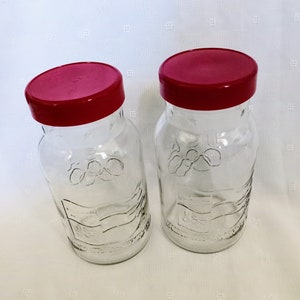 1992 Olympics Collectable Maxwell House Glass Jars With Red Lids. USA And Olympic Rings On One Side, Flag And Sponsor 1992 US Olympic Team