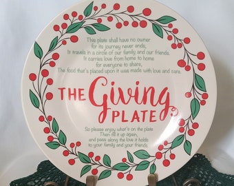 The Giving Plate. 9" Warm Wishes Serving Plate With A Special Poem