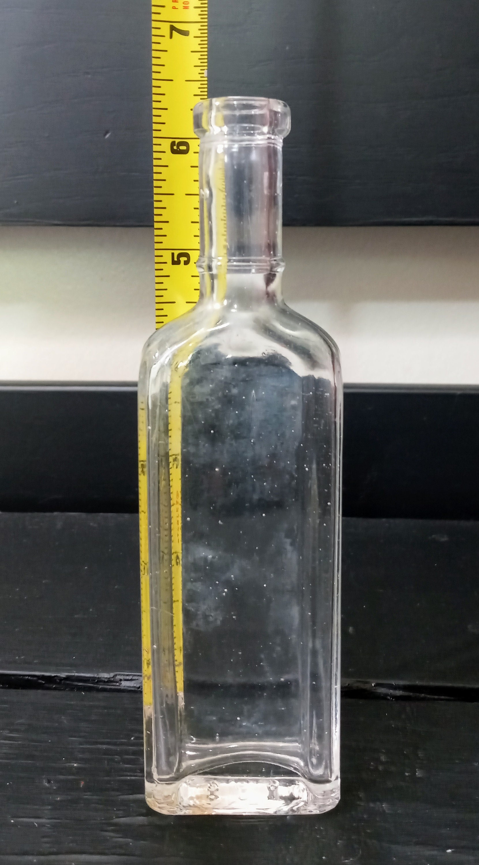 1924 Owens Bottle Company Long Neck, Round Shoulders Rectangle Bottle