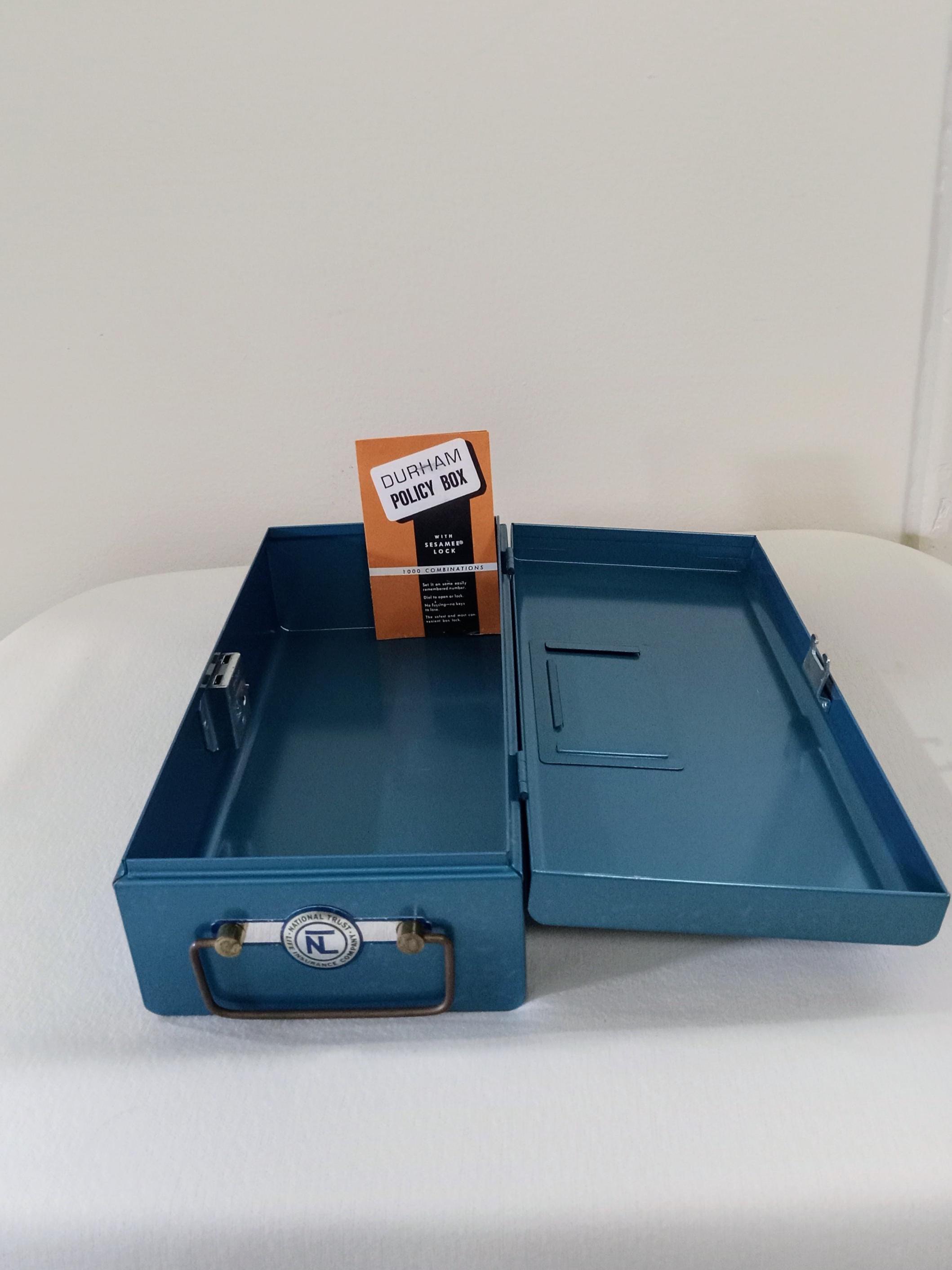 1960's Durham Policy Metal Lock Box With Sesamee 3 Number