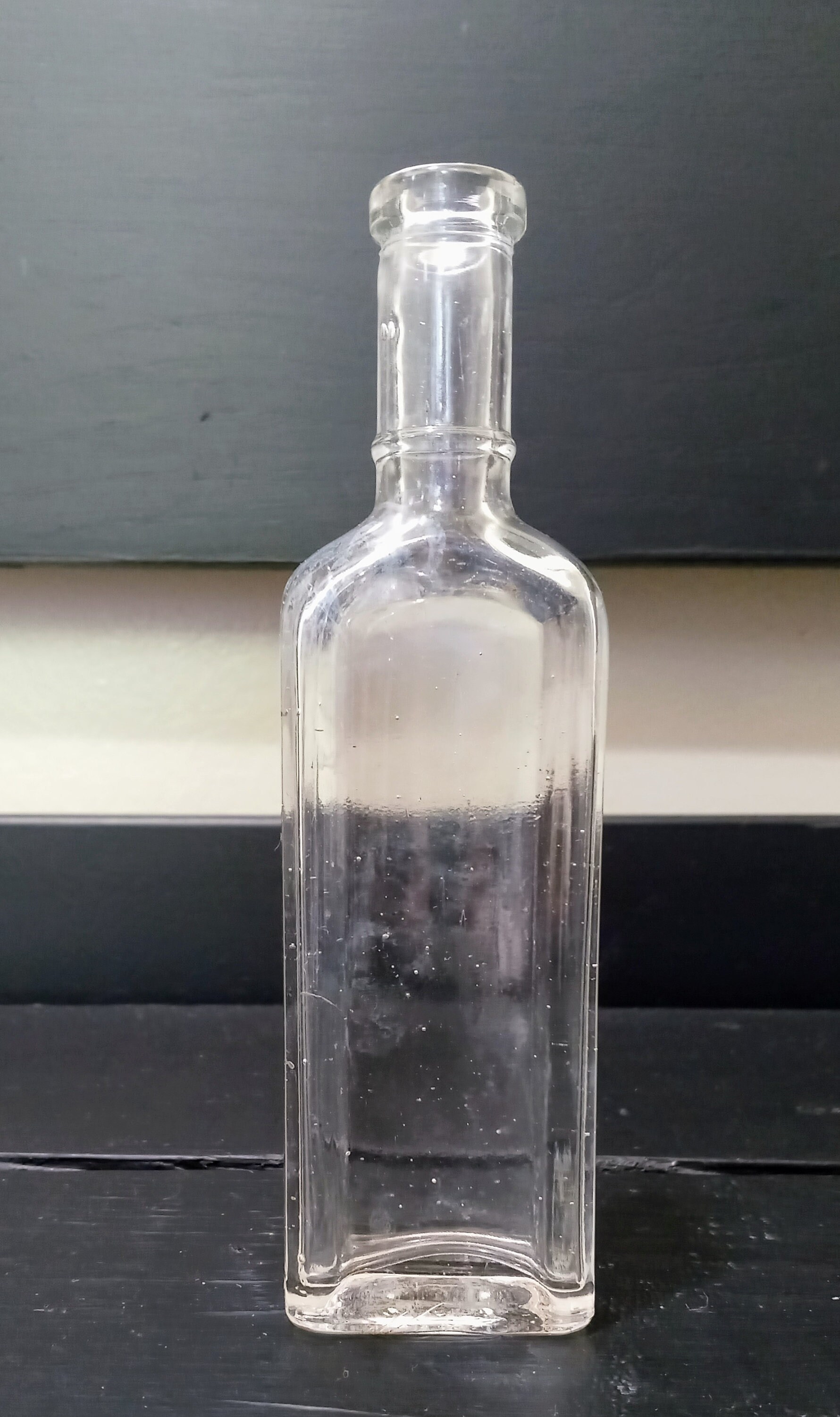 1924 Owens Bottle Company Long Neck, Round Shoulders Rectangle Bottle