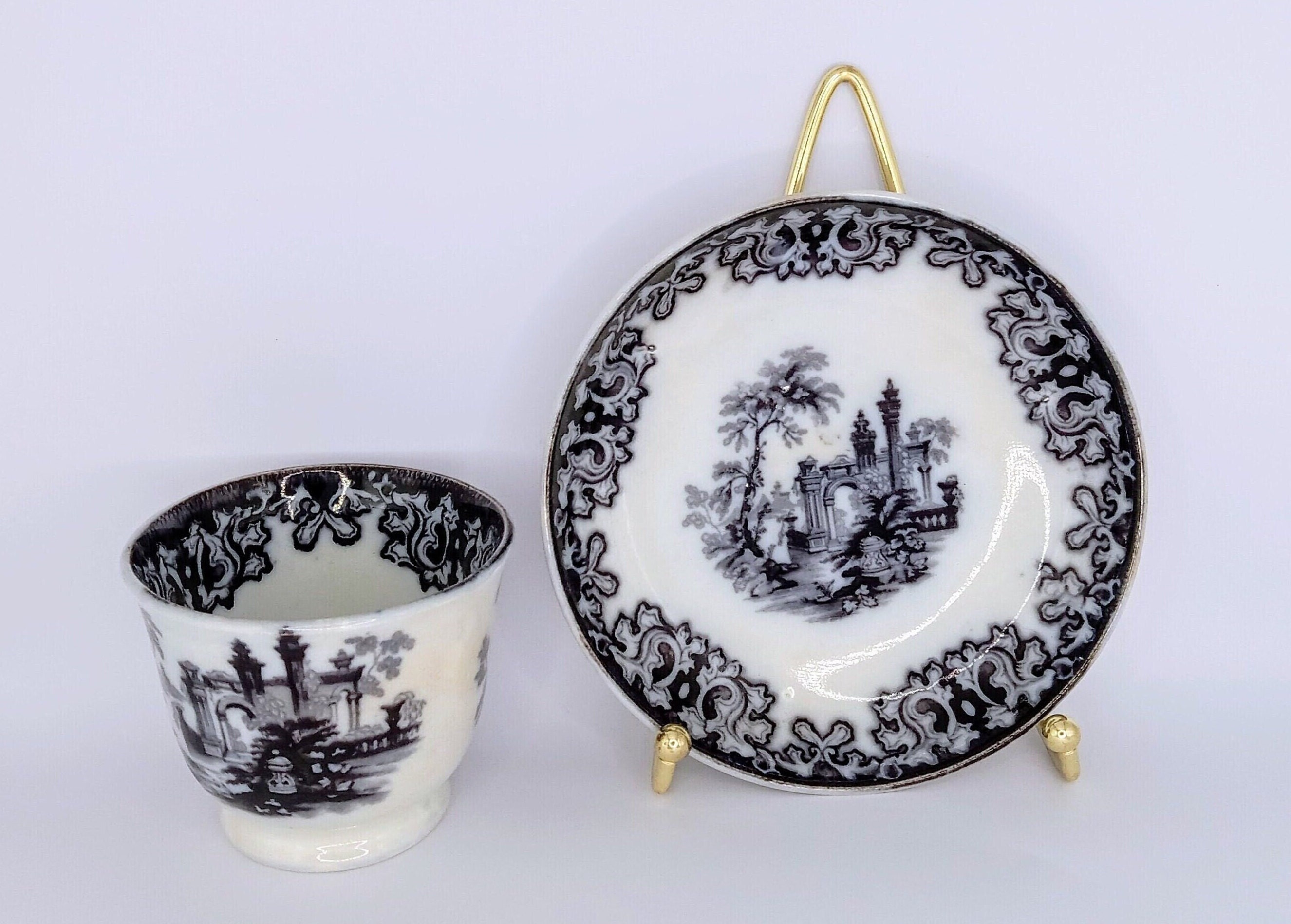 1835-1849 Athens by Charles Meigh and Son, Handless Cup and Bowl ...
