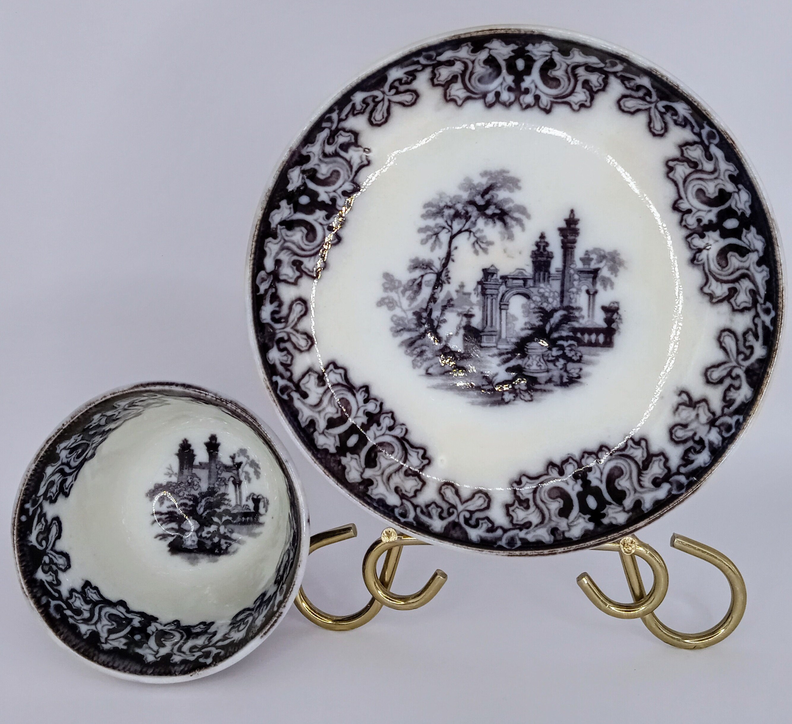 1835-1849 Athens by Charles Meigh and Son, Handless Cup and Bowl ...