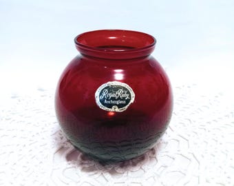 Royal Ruby Anchorglass Ball Shaped Bud Vase. Royal Ruby Anchorglass Was Produced From 1938-1963