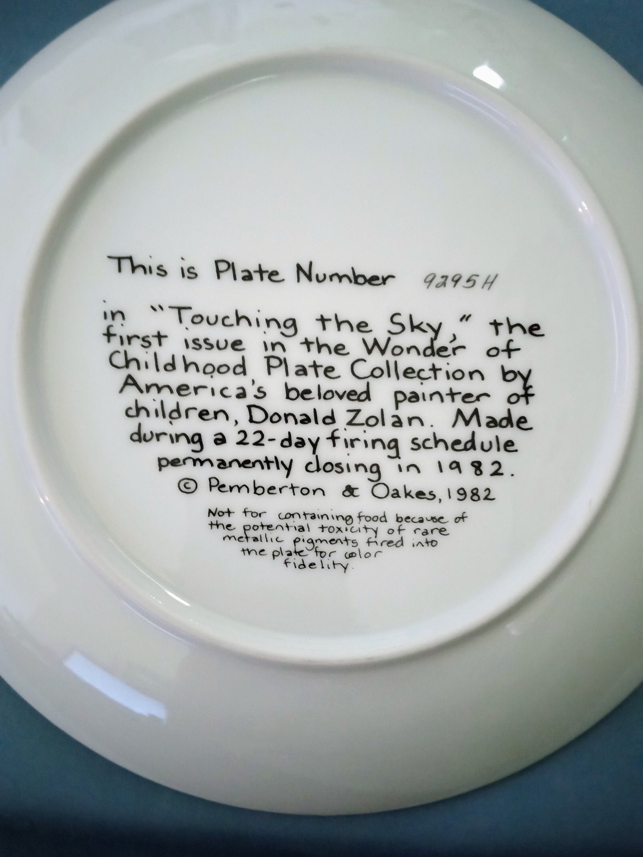 Pemberton & Oakes 1982 touching the Sky Plate. Etsy