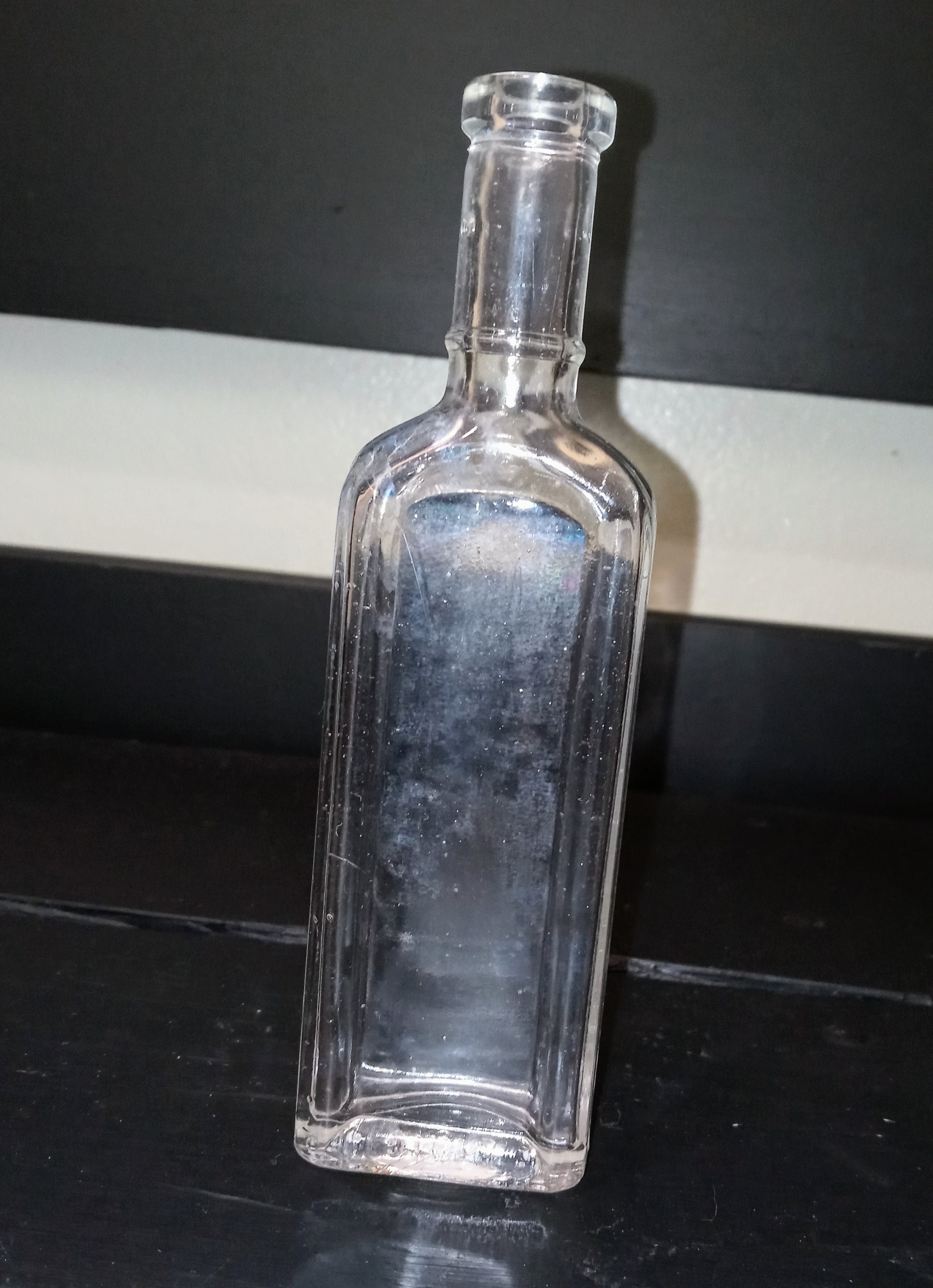 1924 Owens Bottle Company Long Neck, Round Shoulders Rectangle Bottle