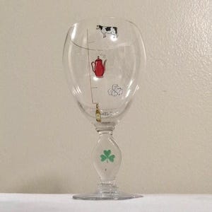 Irish Coffee Recipe Glass By Collins, Inglis And Company In Dublin Ireland. Clear Blown Glass With Pictures, Ingredients And Measuring Lines