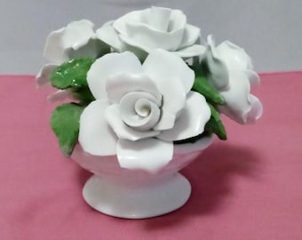 E&R England (1884-1960's) Golden Crown Fine Bone China White Rose Figurine