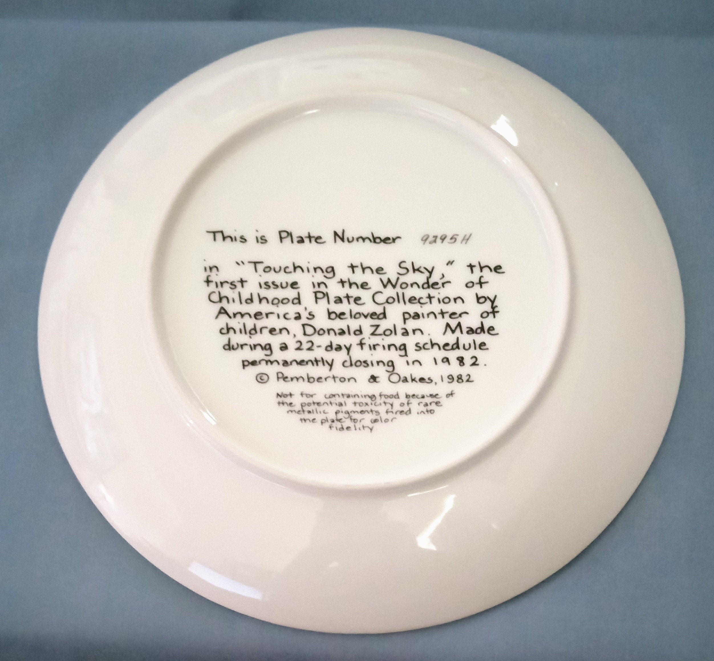 Pemberton & Oakes 1982 touching the Sky Plate. Etsy