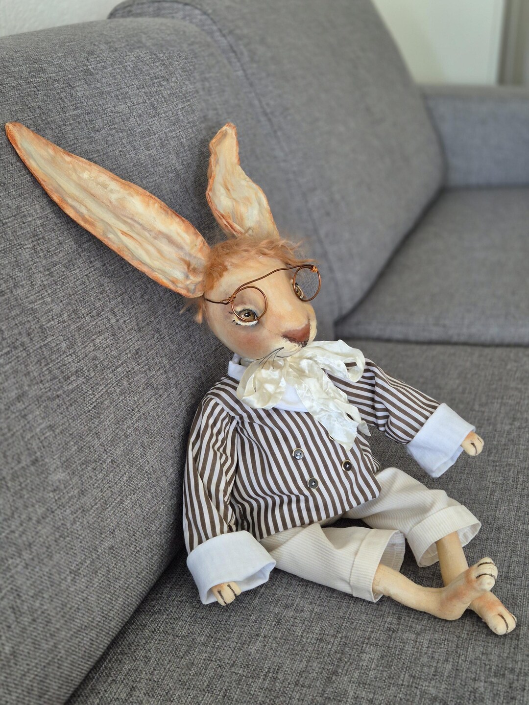 Handmade Textile Bunny-cute Fabric Rabbit Dolll-textile Rabbit Toy-ooak ...