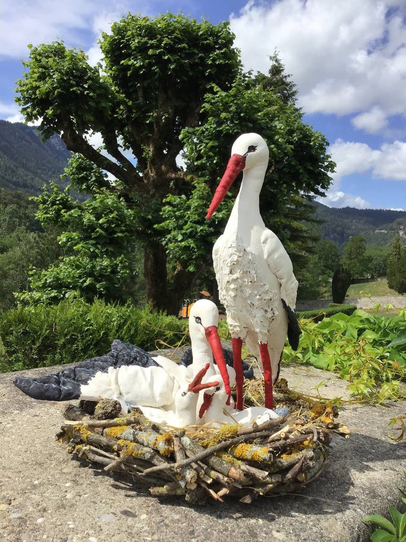Handmade Nest With Storks and Baby Storks zdjęcie 4