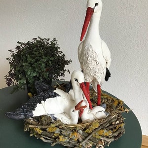 Handmade Nest With Storks and Baby Storks zdjęcie 3