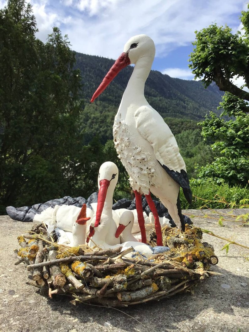 Handmade Nest With Storks and Baby Storks zdjęcie 5