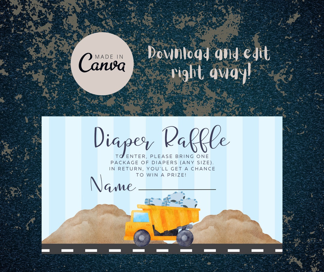 Construction Raffle Tickets Construction Diaper Raffle Ticket - Etsy