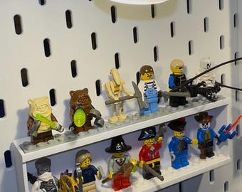 IKEA Skadis Minifigure Display Shelf with Genuine Lego Plates Included 3D Printed Wall Mount Organizer