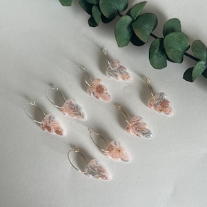 Floral Polymer Clay Hoop Earrings: Handmade Jewelry (25mm)