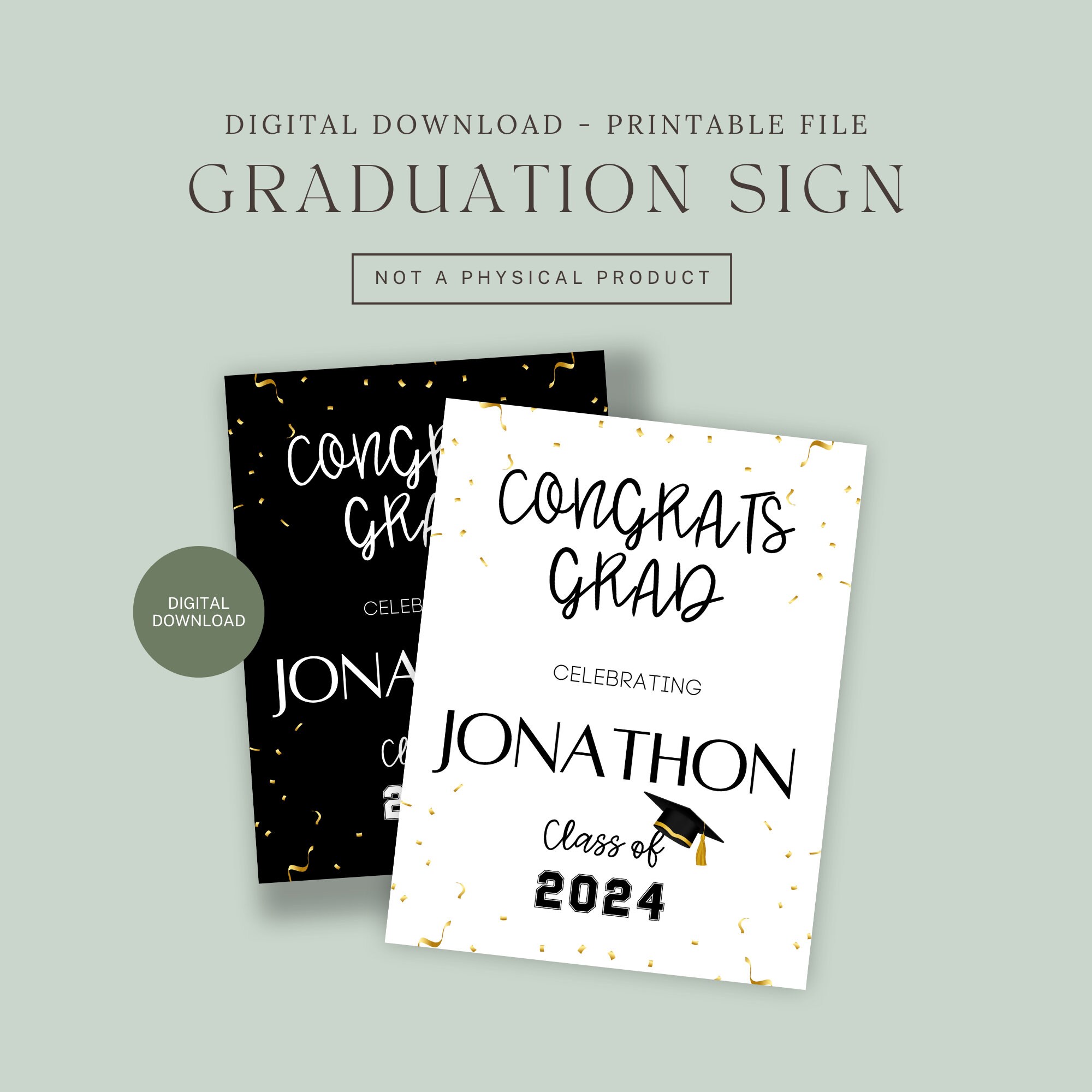Personalized Graduation Sign, Graduation Welcome Sign, Printable Modern ...