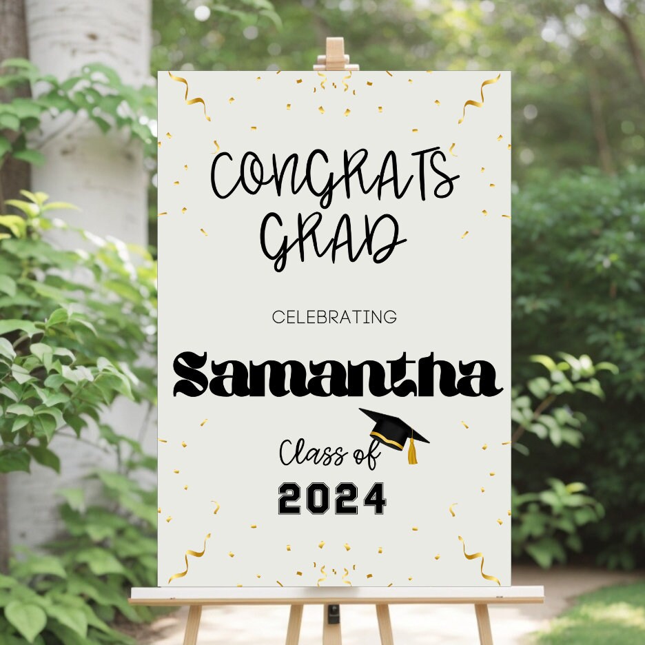 Personalized Graduation Sign, Graduation Welcome Sign, Printable Modern ...