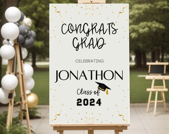 Personalized Graduation Sign, Graduation Welcome Sign, Printable Modern Graduation Sign, Graduation Sign Digital Download