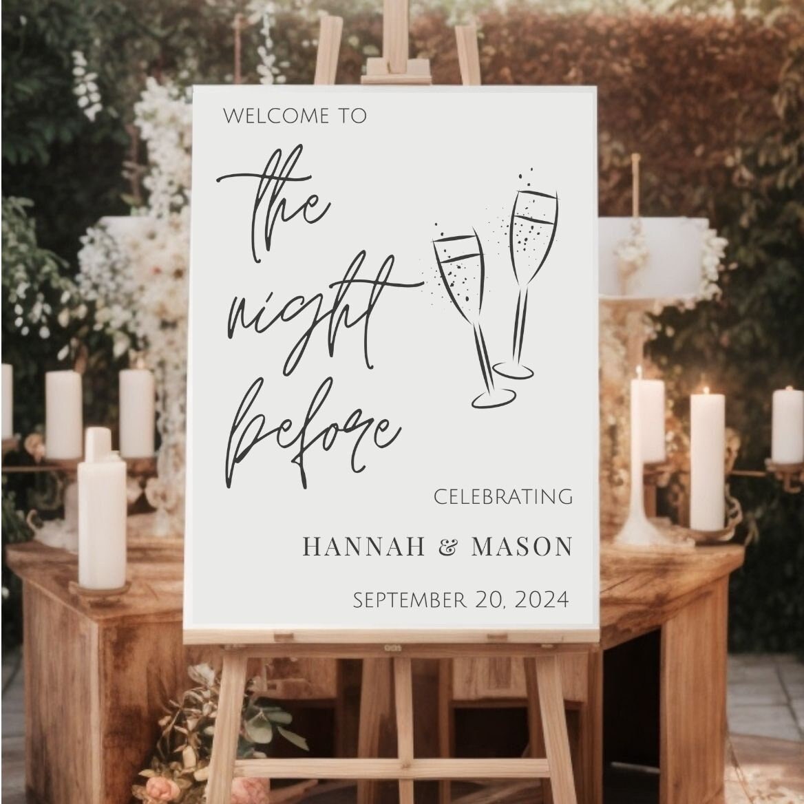 Personalized Welcome Sign, Welcome To The Night Before Rehearsal Dinner Sign, Printable Modern Wedding Sign, Wedding Sign Digital Download
