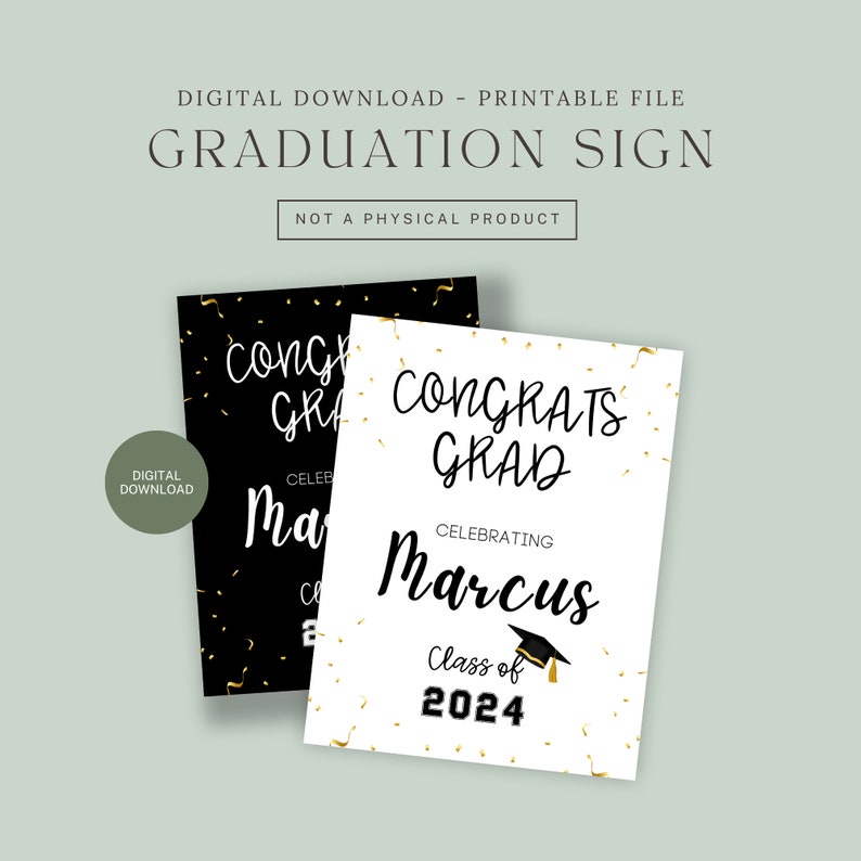 Paper Grad Signs Personalized Graduation Sign, Graduation Welcome Sign, Printable Modern ...