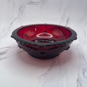 Avon 1876 Cape Cod Collection Ruby Red 5.25" Dessert Bowl Vintage Glass