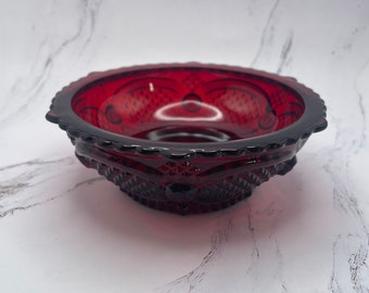Avon 1876 Cape Cod Collection Ruby Red 5.25" Dessert Bowl Vintage Glas