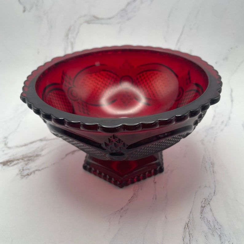 Avon 1876 Cape Cod Collection Ruby Red Candy Dish 6" Vintage Glass ...