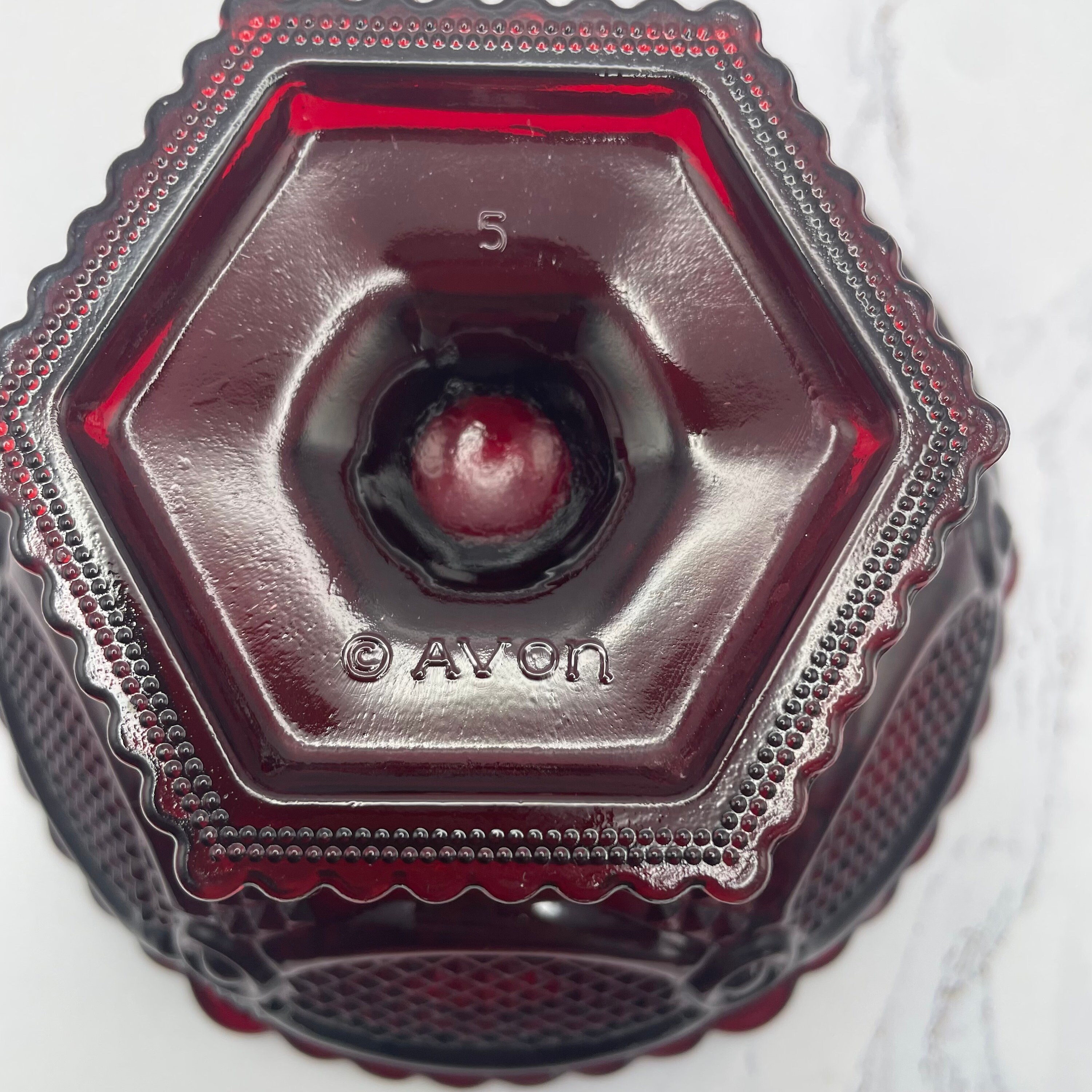 Avon 1876 Cape Cod Collection Ruby Red Candy Dish 6" Vintage Glass ...