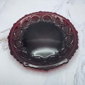 Avon 1876 Cape Cod Collection Ruby Red Bread and Butter Plate 5.5" vintage Glass Collectible