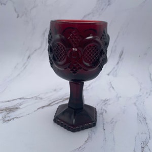 Avon 1876 Cape Cod Collection Ruby Red Wine Goblet 4.5&quot; Vintage Glass Collectible