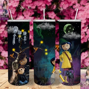 Coraline tumbler wrap. coraline png digital, digital wrap png, coraline movie wrap, coraline digital wrap skinny tumbler, coraline png