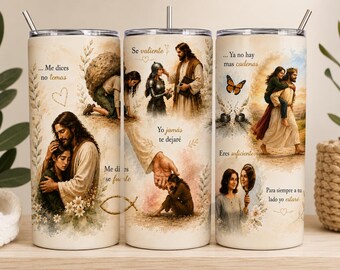 Christian 20oz beker wrap PNG, Me Dices No Temas, Spaans geloof beker ontwerp, Jezus sublimatie wrap, Instant Download
