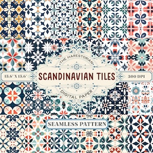 Piastrelle scandinave (set di 24), arte digitale, download istantaneo, carta stampabile, album di ritagli, modello senza soluzione di continuità