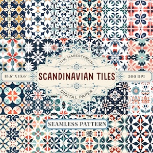 Scandinavian Tiles (Set of 24), Digital Art, Instant Download, Printable Paper, Scrapbook, Seamless Pattern