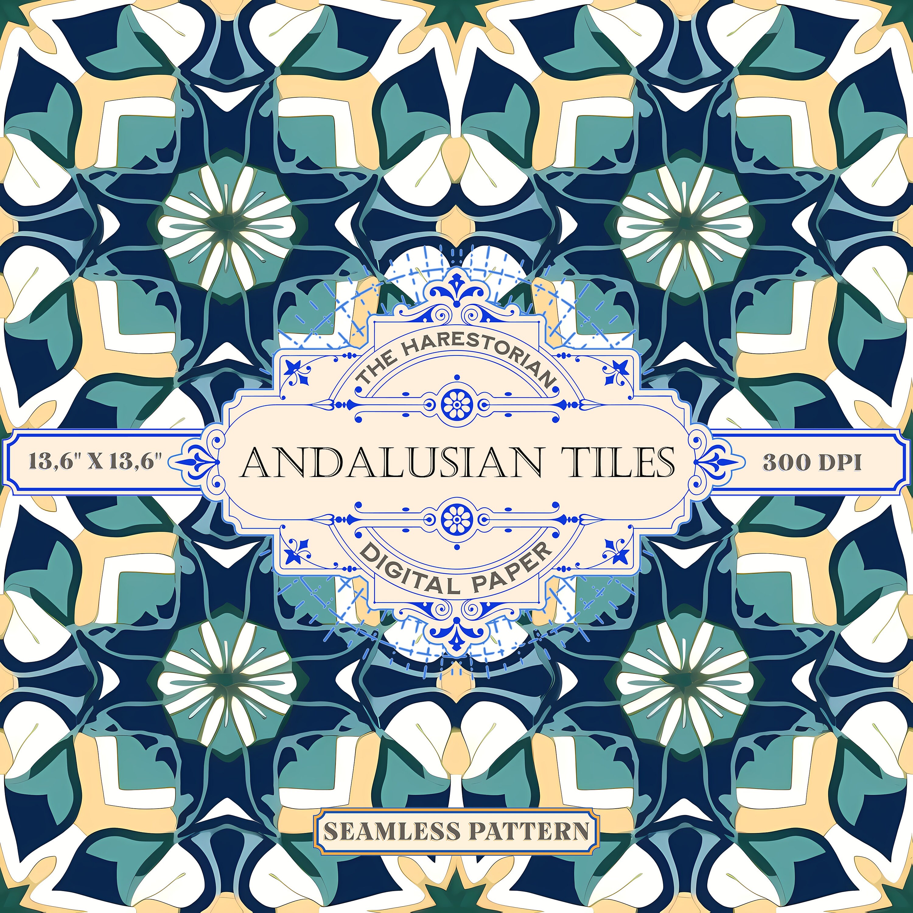 Andalusi Pattern Andalusian Tiles (set of 20), Digital Art, Instant Download, Printable ...