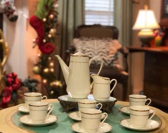 Vintage Tea Set Cream with Gold Color Trim