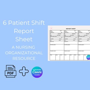 6 Patient Shift Report Sheet-canva Template and Pdf-med Surg Report ...