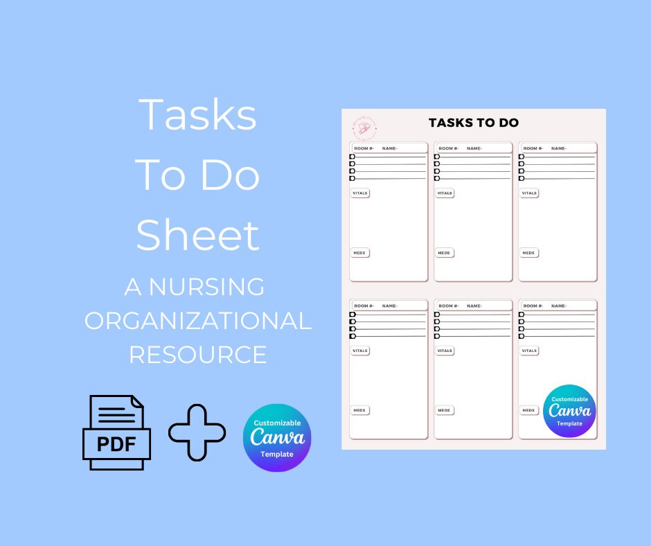 Tasks to Do Sheet- an Organizational Tool for Nurses, Nursing Students ...