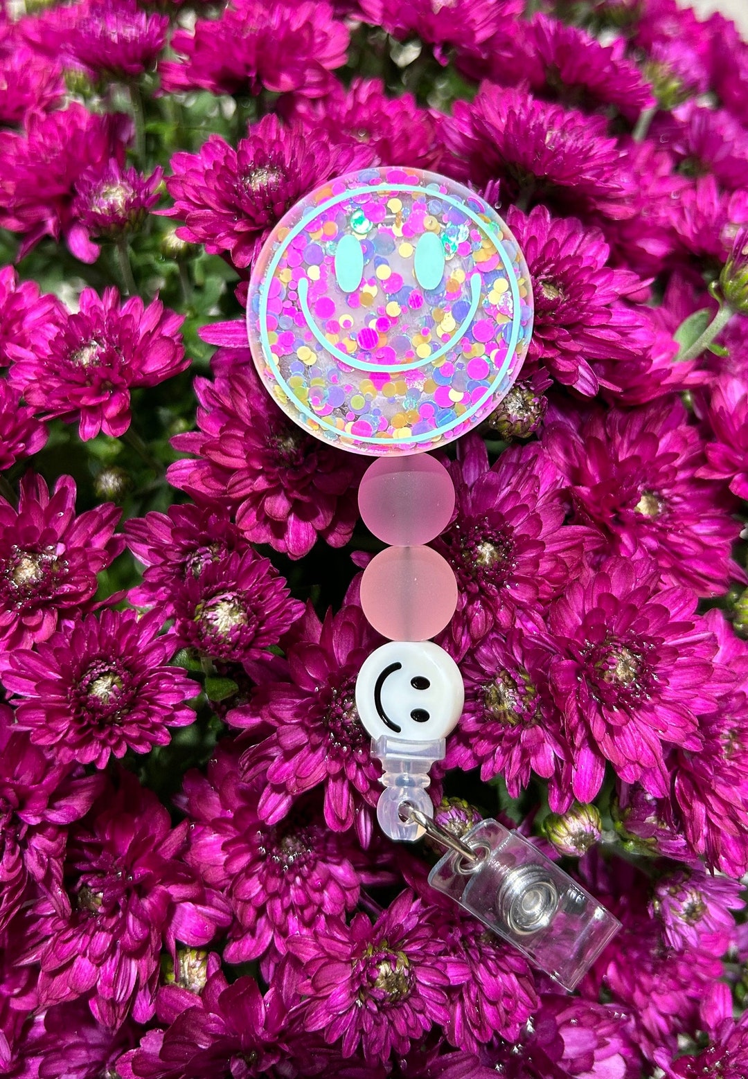 Glow in the Dark Smiley Face Badge Reel Etsy