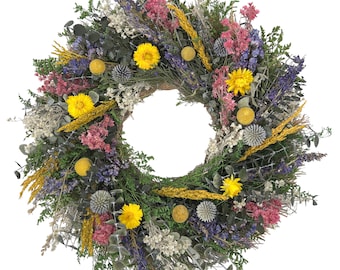 ANDALUCA Botanical Blossoms Natural Dried Florals Wreath 20in