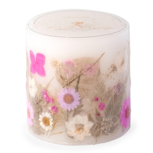 ANDALUCA Fresh Peony Pressed Flower Pillar Candle