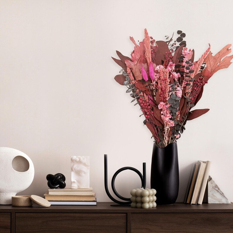 ANDALUCA Burgundy Bordeaux Dried Floral Bouquet 18in image 7
