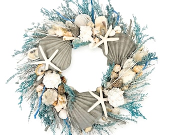 ANDALUCA La Jolla Coastal Seashell Wreath 19in
