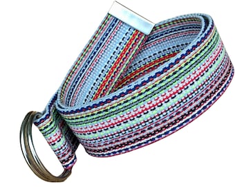 Colorful Unisex Woven Belt, D Ring 1.5" Canvas belts, Cotton Webbing Belt for all Seasons, Gift For Women or Men,