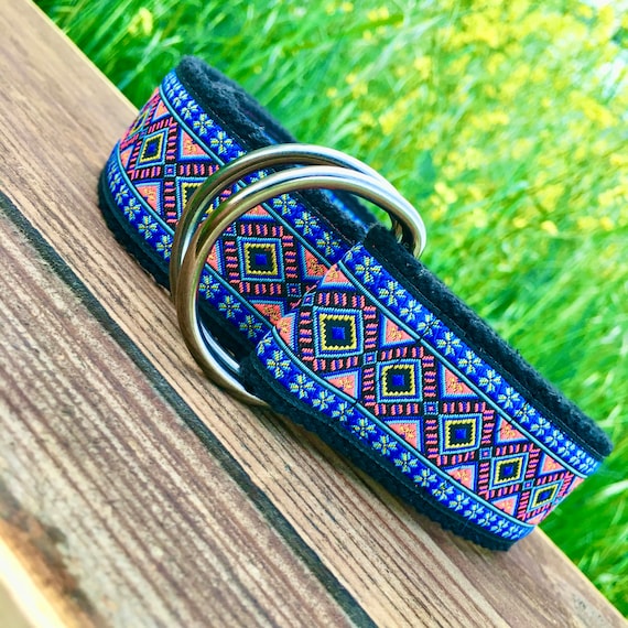 Blue & Leon Pink Fabric Belt, Summer Cloth Belt For Women, Cotton Woven Belt With Nickel D Ring