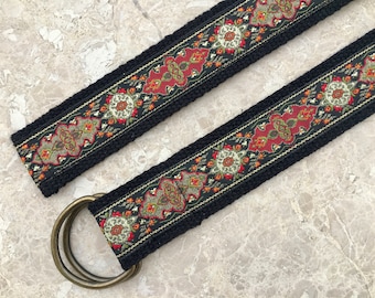 Tooled Embroidered Leather Belt, Multicolor Belt, Size 38  display picture 1