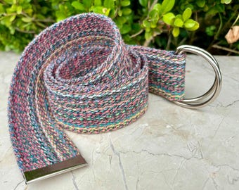 Colorful Cotton Webbing D Ring Belt, Unisex Canvas Belt